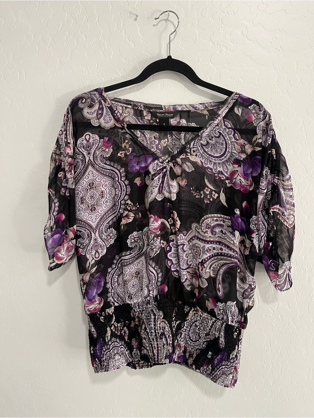 Sheer Purple Paisley Floral Blouse